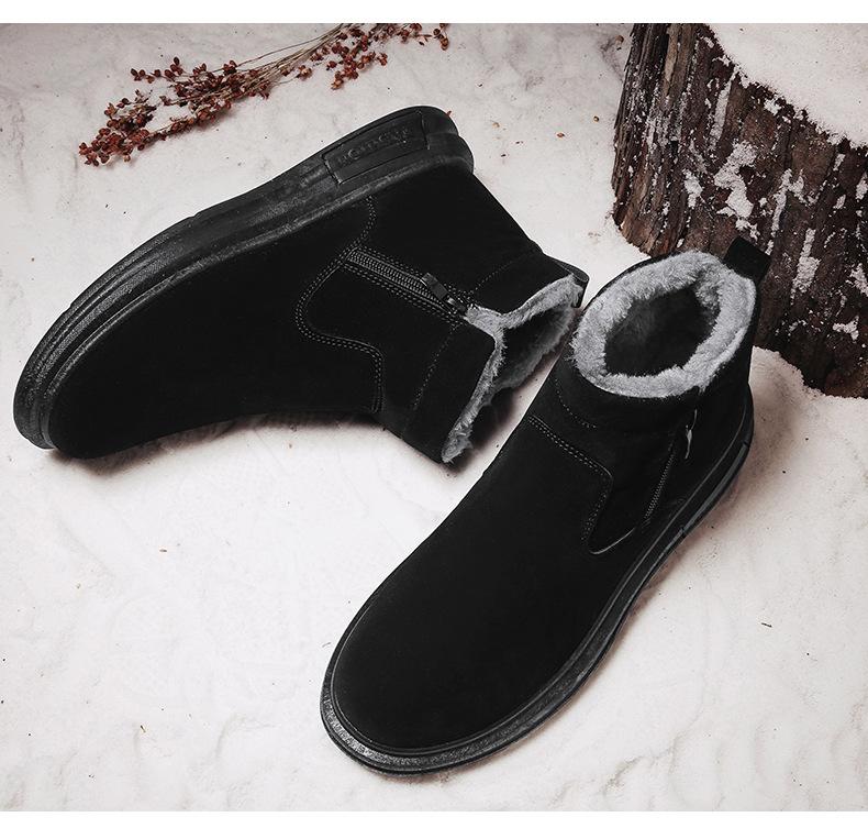 Bottes de Neige d'Hiver pour Hommes avec Doublure en Peluche et Semelle Intermédiaire Épaisse, Bottines, Semelles Épaisses, Antidérapantes et Chaudes, Chaussures Baskets en Coton pour Hommes