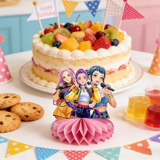 Yousheng 8Pcs Honeycomb Table Decoration Desktop Ornament Movie Hunters Birthday Party Table Centerpiece Kids Party Supplies Photo Booth Props