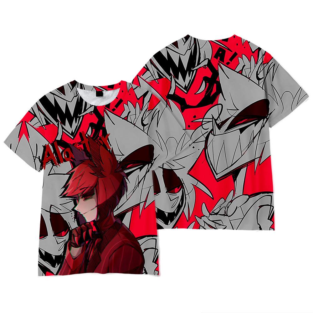 

12 кольорів Hazbin Hotel Жіночі Чоловічі Футболки Аніме Сорочка з О-подібним вирізом з принтом Мультфільми Великі розміри Короткі рукави Модний чоловічий одяг Вуличний одяг M сірий