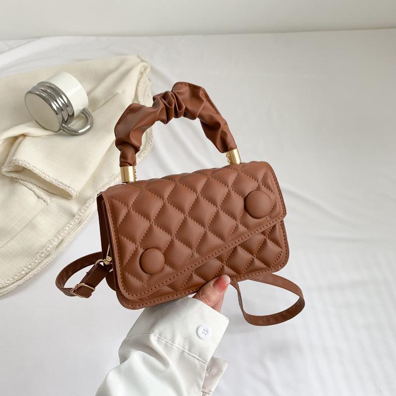 

Повсякденна сумка через плече, жіноча модна сумка в новому весняному тренді 2024 року, проста жіноча сумочка з діамантами, вишита ниткою коричневий