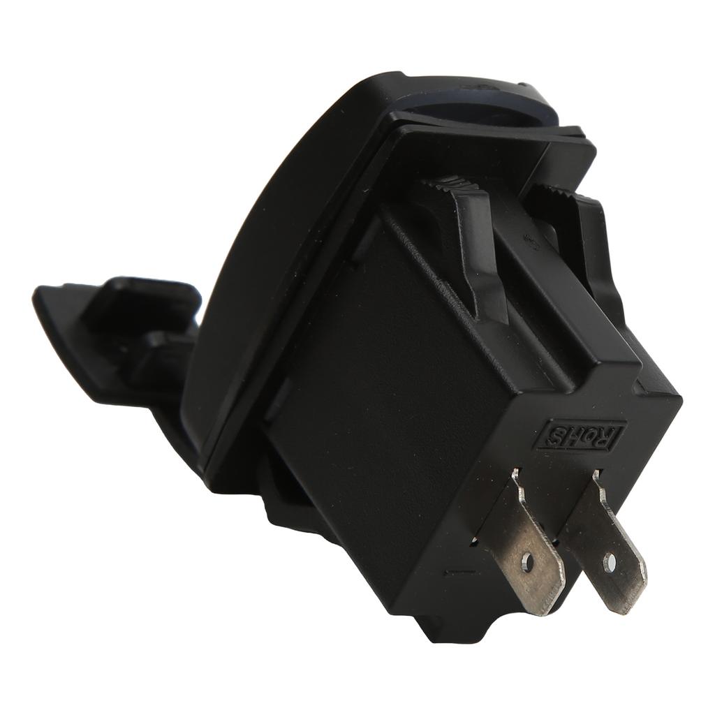 Black Universal Rocker Switch Style Dual USB Car Charger QC3.0 Fast Charge Socket with LED Backlight