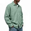 Single Breasted Vintage Long Sleeve Shirt Men Loose Solid Color Spring Autumn Men's Casual Pocket Shirt