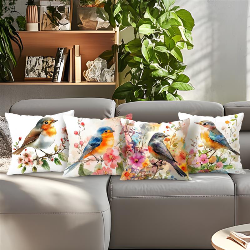 Birds Flowers Cushions Pillowcase Printed Polyester Throw Pillow Cover Decorative Sofa Cushion Pillowslip Home Decor