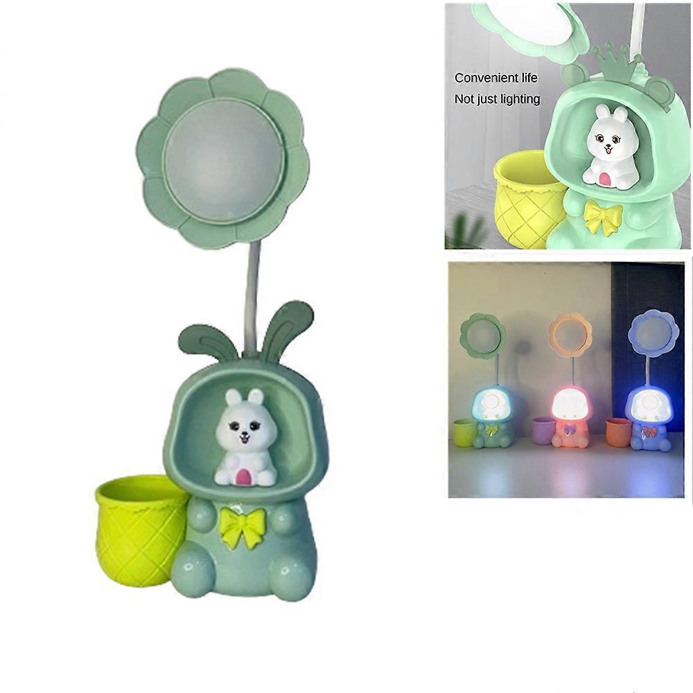 Nueva Lámpara de Mesa de Conejo Espacial de Dibujos Animados Portalápices Sacapuntas Lámpara de Mesa de Lectura Dormitorio de Estudiantes Luz Nocturna de Carga