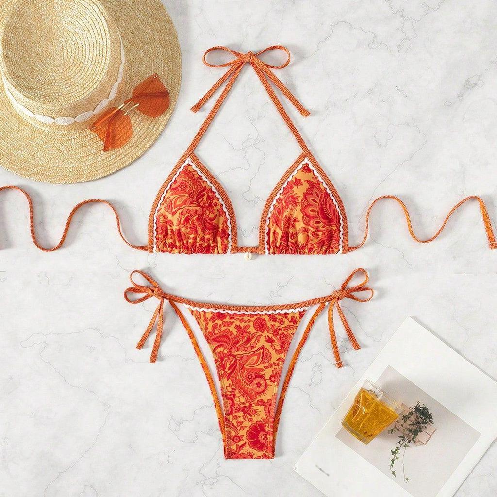 European & American Print Sexy Tie-up Bikini Set (2025)