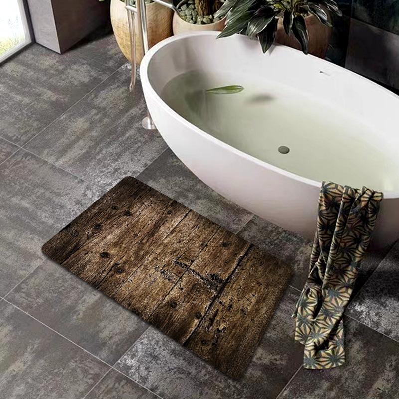 

Коврик для пола в ванной с 3D-визуальным рисунком под дерево, впитывающий воду, устойчивый к грязи, износостойкий коврик для ног в ванной, ворсистый коврик из дерева 50 * 80Cm