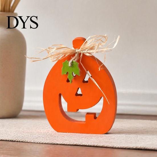 Seasonal Festive Room Ornaments Halloween Indoor Wooden Pumpkin Table Sign, Spooky Tabletop Block Rustic Autumn Centerpiece Tiered Tray for