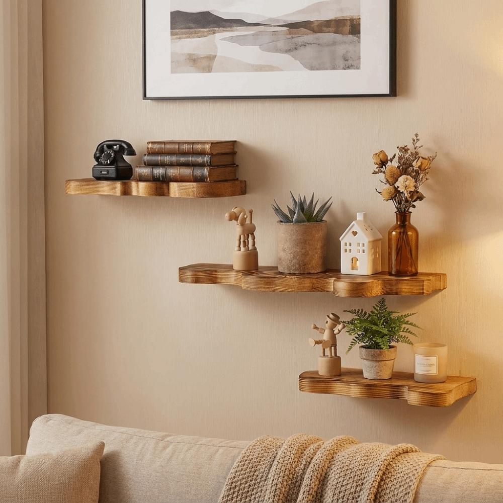 Wall Mounted Cloud Shaped Wall Display Shelves Wooden Plant Stand Wall Shelf  for Living Room