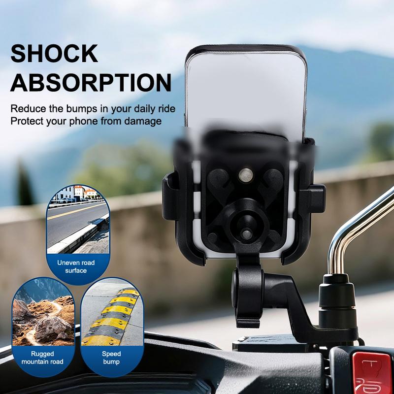 Shockproof Heavy Duty Motorcycle Phone Holder Anti Shake Secure Locking Universal for Motorbike Bike Outdoor Travel Onesize
