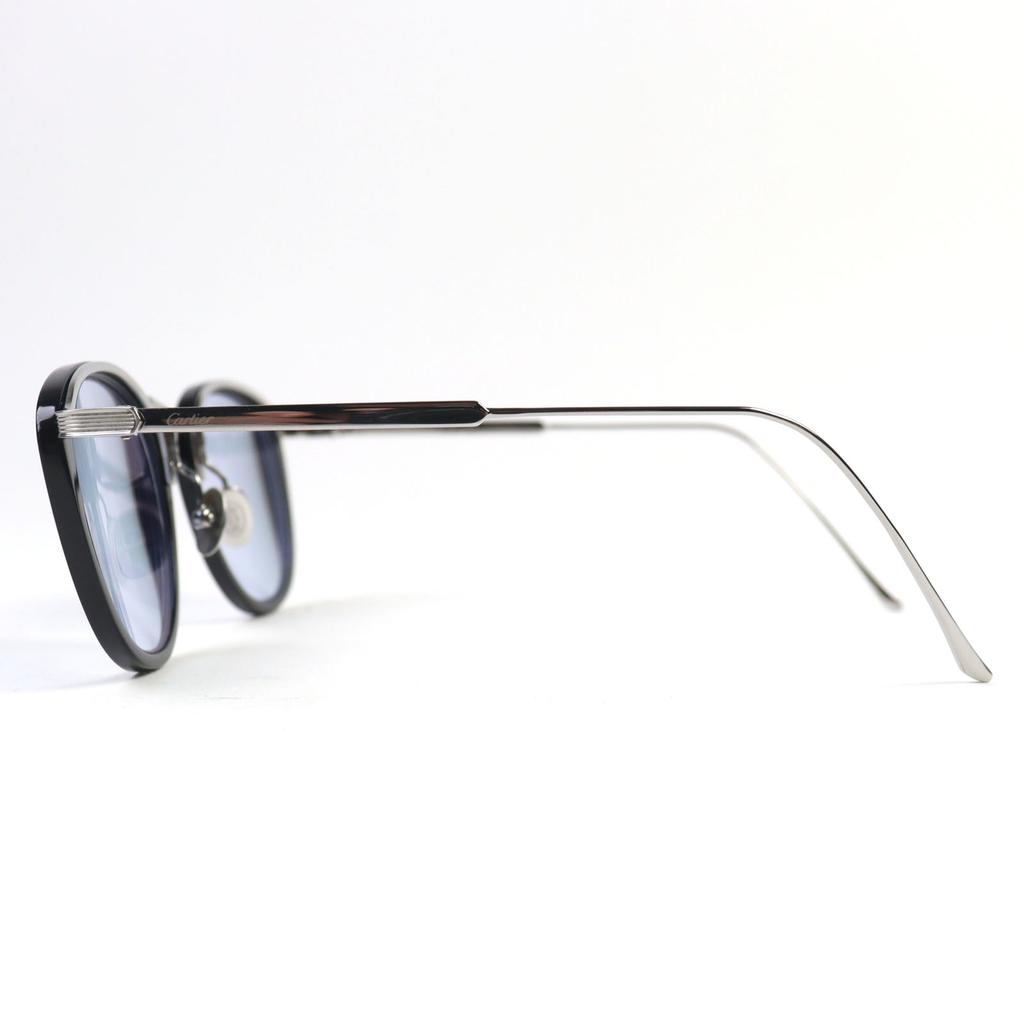 Excellent Cartier Sunglasses Signature C De Cartier Boston Shape Black Silver Men CT00200 Used