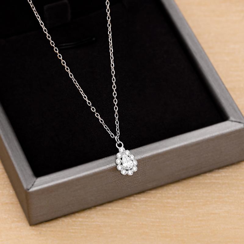 

Ожерелье-подвеска Banyan Tree S925 из серебра класса люкс в виде капли воды с бриллиантом-вспышкой, цепочка для ключицы 925 Silver платиновый