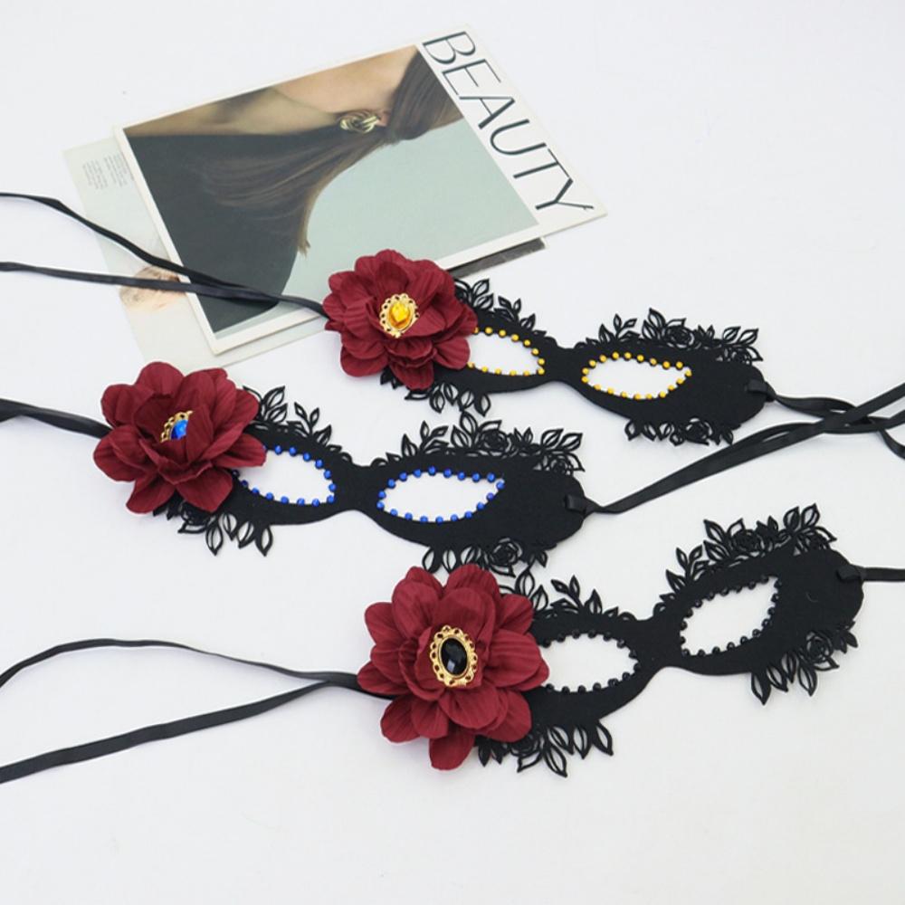 Black Flower Mask Charming Masquerade Eye Mask Princess Masquerade Mask Adjustable For Special Event Evening Event Costume