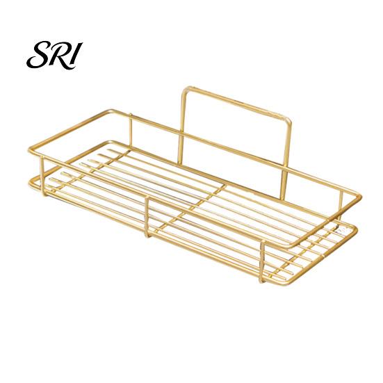 Bathroom Clutter Organizer Adhesive Storage Rack Wall Mounted Large Capacity Stable Load-bearing with Hollow Drainage Anti-Rust for Kitchen
