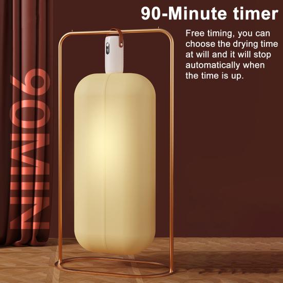 Portable Mini Dryer with Hanging Hook Foldable Garment Bag for Travel High Temp Protection Fast Drying Machine with Timer