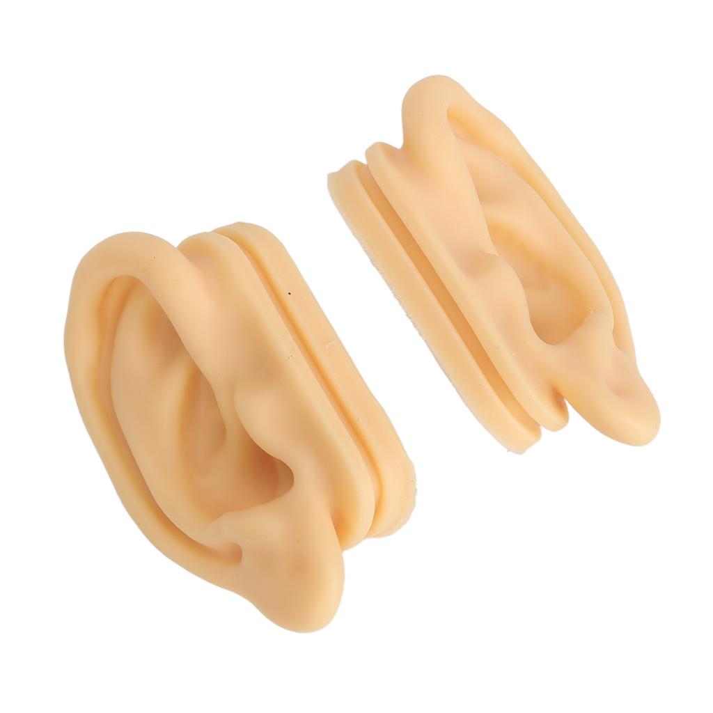 Silicone Ear Model Lifelike Soft Left Right Ear Piercing Practice Model for Earrings Earphones Display 1 Pair