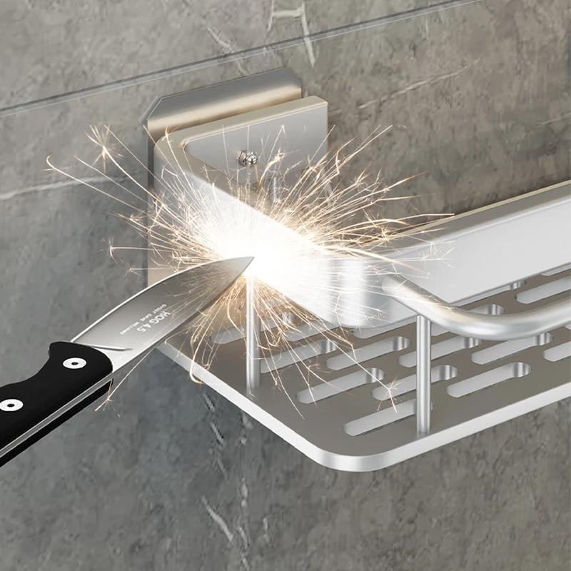 Bathroom Shelf No-drill Wall Mount Corner Shelves Shampoo Towel Holder Kitchen Storage Rack  Alumimum Bathroom Accessories