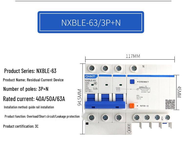 Chint 2P RCD Residual Current Circuit Breaker with MCB Protection (NXBLE DZ47LE)