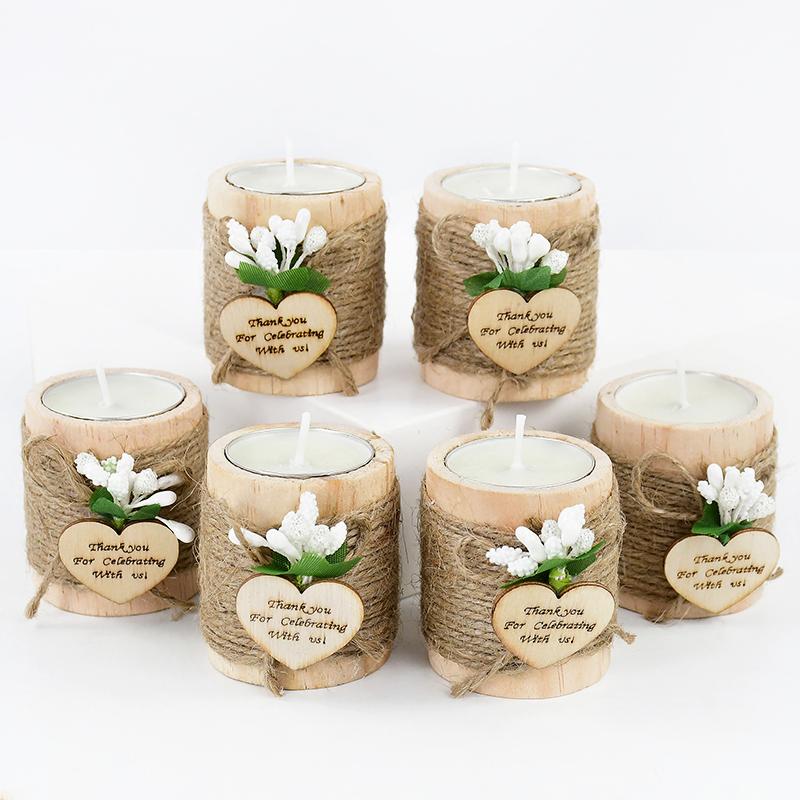 5/10 Stück Hochzeit Holz Teelicht Kerzenhalter Danke, dass Sie mit uns gefeiert haben Geburtstagsparty Tischdekoration Weihnachtsgeschenke