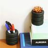 Creative Tire Shaped Pen Holder Unique Tire Model Pen Storage Container Office Desk Stationery Storage Decor Ornament