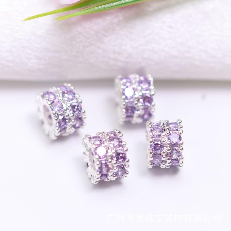 Copper-plated K gold color-retaining zircon double-layer Jinba spacer, large hole bead spacer, bucket bead wheel beaded bracelet accessories