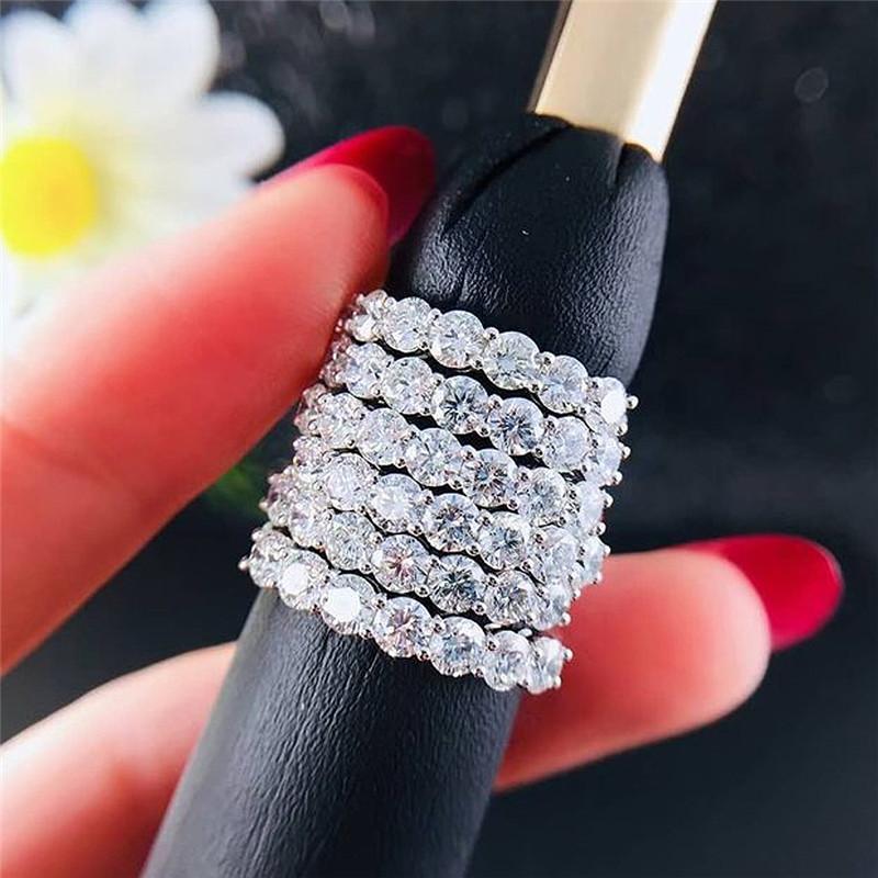 925 Sterling Silver Finger-ring for Women Luxury Inlaid CZ Stone Simple Stylish Wedding Bands Female Ring Jewelry