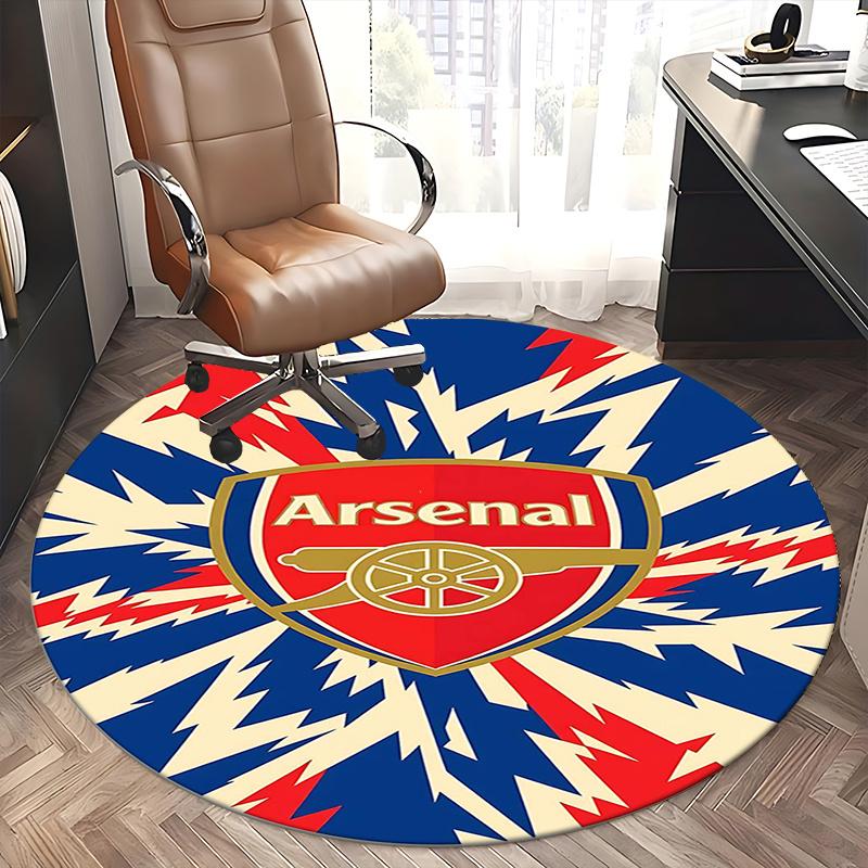 Arsenal Football Club Crest,Soccer Badge Chair Mat Round Rug-Office Carpet, Machine Washable, Non-slip, Suitable for Living Rooms, Bedrooms,