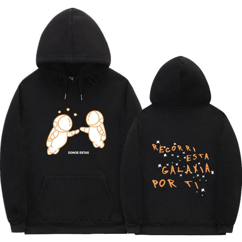 Außenhandel neue Mode Druck Doppel-Astronaut Kapuzenpullover Lockerer Pullover Freizeit Herren und Damen Freizeit Sportpullover