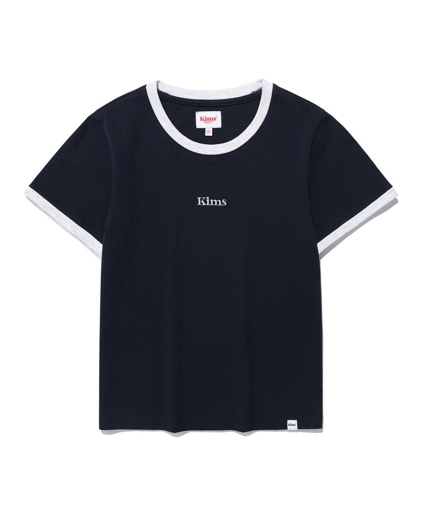 Kimseupeulesikoteunmakes (Unisex) Kims Logo Ringer Tee Navy