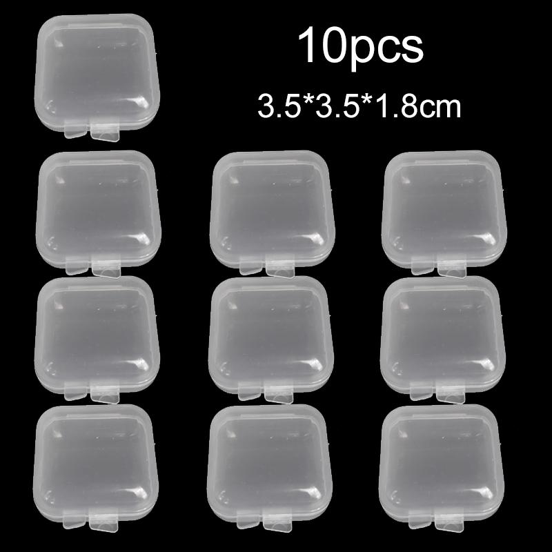 10pcs Mini PP Storage Box Transparent Plastic Case Container Square Rectangle Packaging Box For Jewelry Display Boxes TMZ