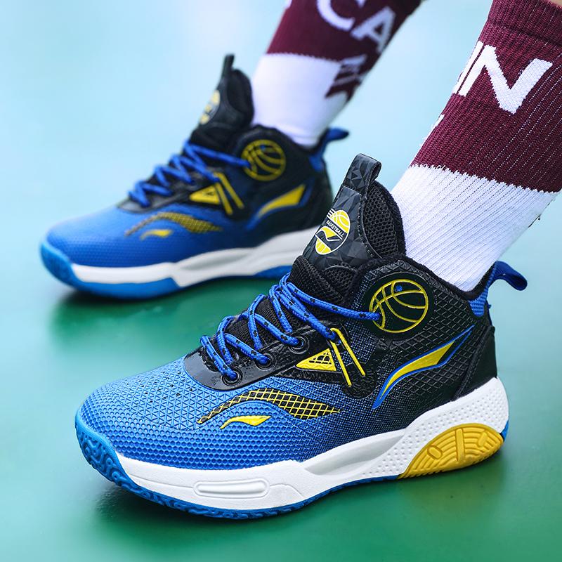 Autumn / Winter Leather Super Fiber Leather Children's Basketball Shoes with Plush Insulation for Teenagers' Casual Basketball Sports Shoes