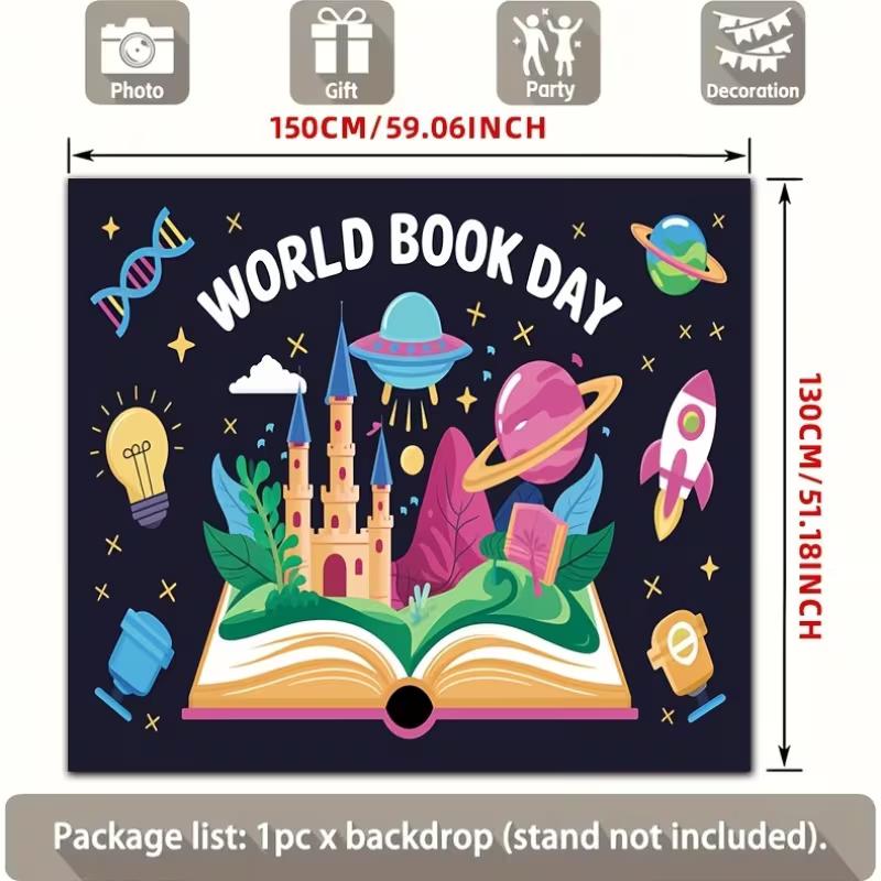 2D Open Book Fantasy Backdrop World Book Day Classroom Background