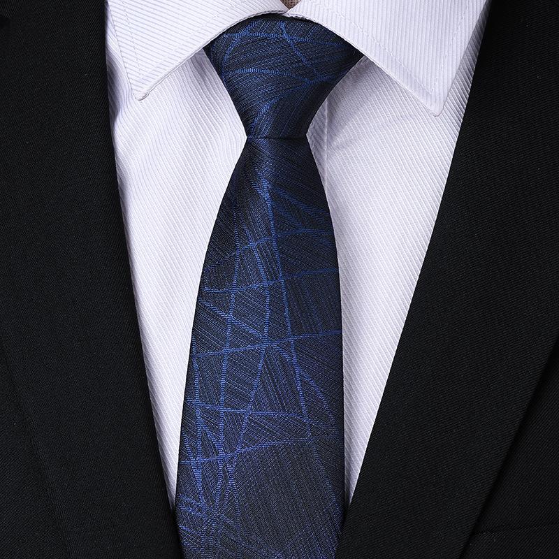 Men'S Blue Business Dress Tie Wedding Groom Work Korean Version Zipper-Style No-Beater Tie Gift Box
