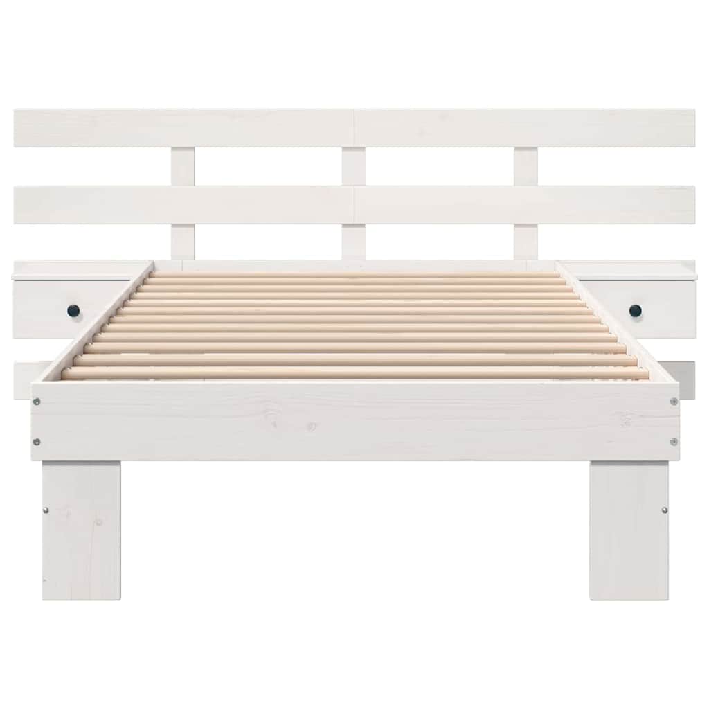 White Bed Frame with Headboard 90 X 190 Cm Solid Pine Wood