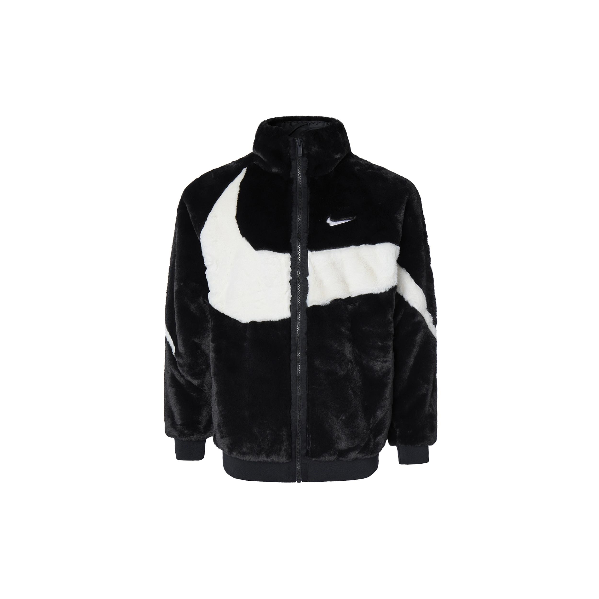 Nike Big Swoosh Fur Jacket Black Men s FB7664-010 XS