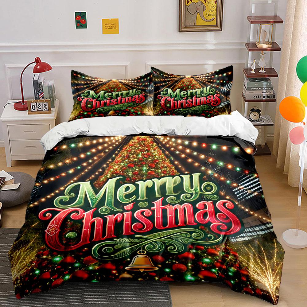 Merry Christmas Tree Design Bedding Duvet Cover Set Duvet Cover Pillowcases (1*Duvet Cover 2*Pillowcases, Without Duvet Insert)