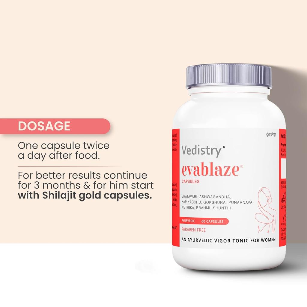 Evablaze Capsule Vitality Balance Donna Per Energia Supporto Umore Benessere Ormonale Quotidiano Confezione da 60 Capsule Una