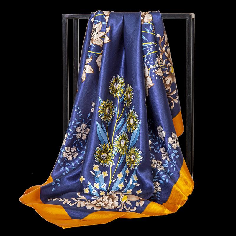 90Cm Square Scarf, Fashion Striped Shawl, Sweet Imitation Silk Scarf, Hair Band, Scarf, Headscarf.