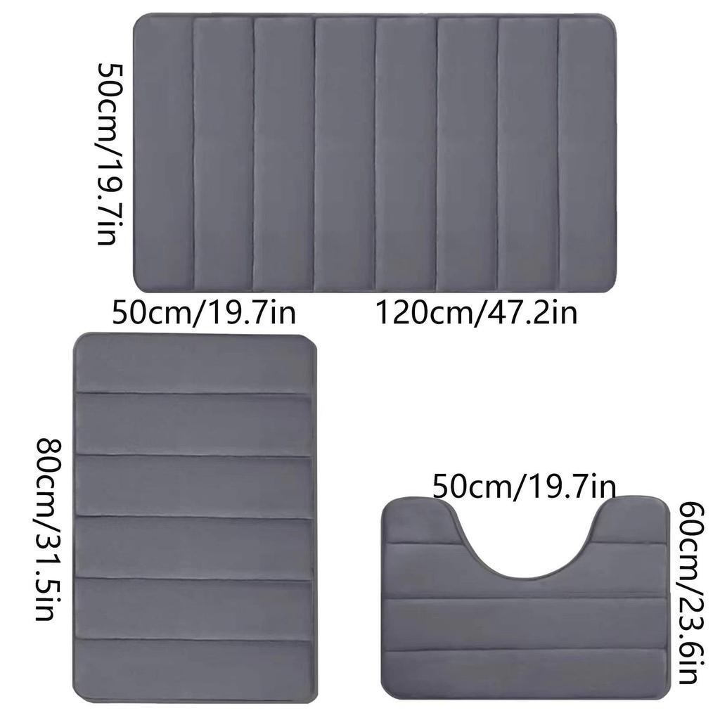 TEMU Quilted Bathroom Set: Non-slip, Water-absorbing Coral Fleece Toilet Mat and Floor Rug.
