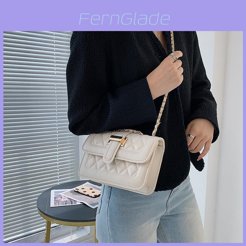Fashionable Urban Chic Diamond Quilted Chain Shoulder Bag Stylish Small Pu Crossbody
