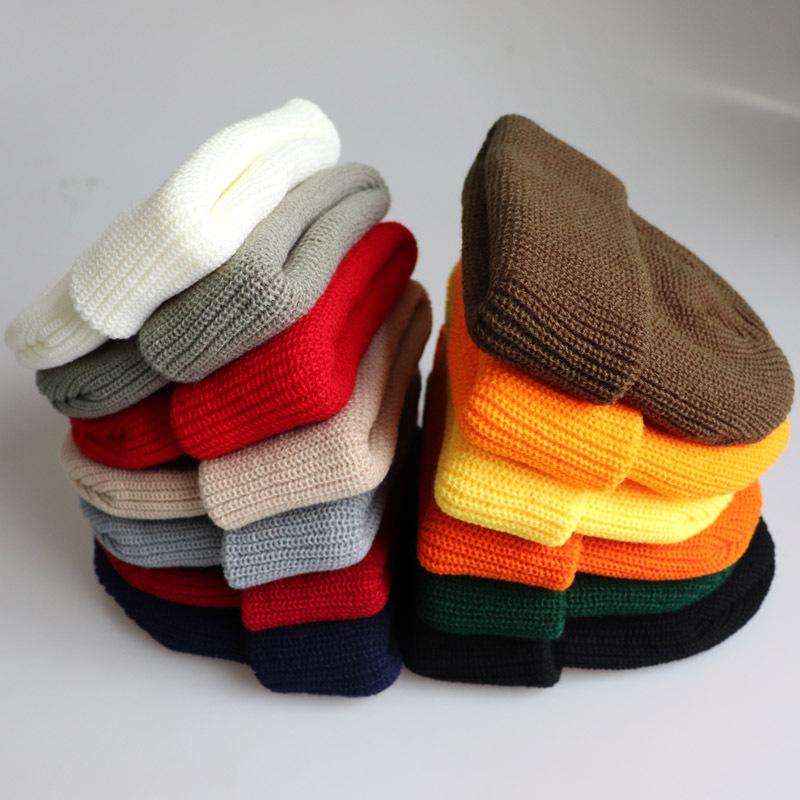 Korean unisex solid color fashion hexagonal beanie knit hat hip-hop pullover hat ski hat wool hat