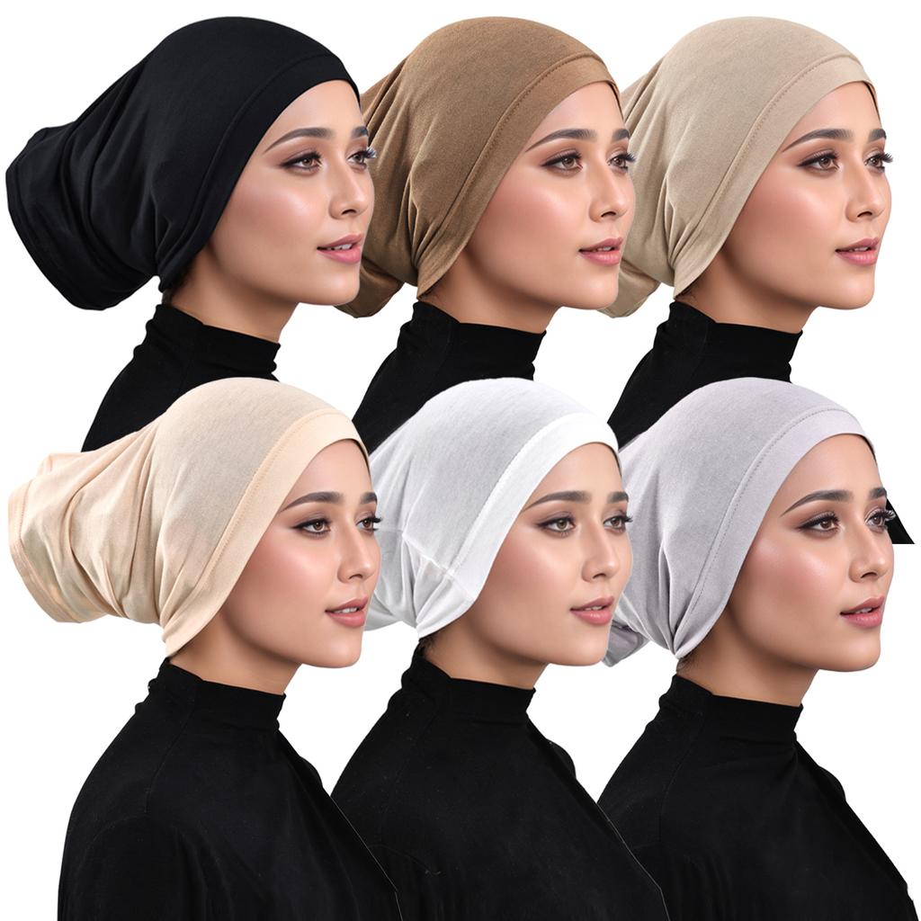 Muslim Underscarf Turban Hijab Ninja Inner Hat Women Chemo Cap Hair Loss Cover Beanie Bonnet Headwear Stretch Head Scarf Wrap