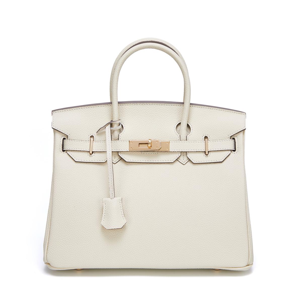 

Новая женская сумка Togo из коровьей кожи с мелкозернистой золотой пряжкой и платиновым покрытием для носка, большая вместимость, женская сумка 35x15x25cm strapless белый