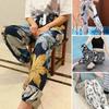 Women Summer Bloomers Elastic Drawstring Waist Wide Leg Pants Floral Print Beach Trousers Leisure Travel Casual Trousers