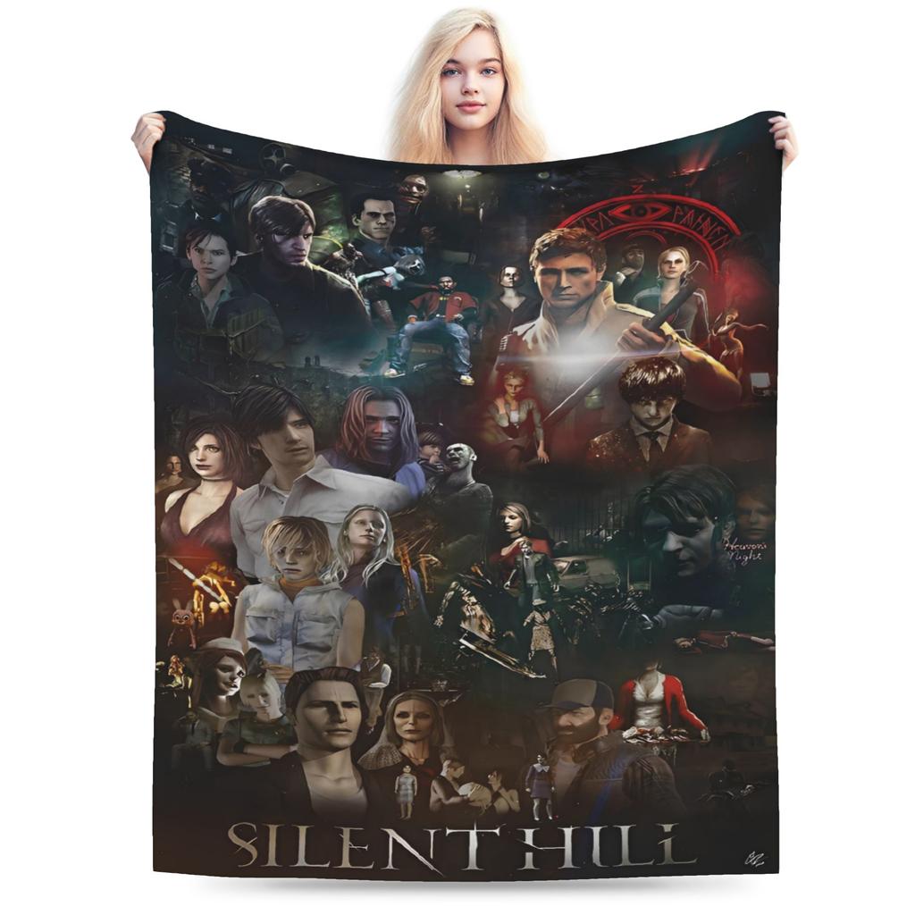 Warm BlanketGirls Boys Camping Silent Hill Throw Blanket Run Heather Flannel Bedspread For Bedroom Funny Sofa Bed Cover