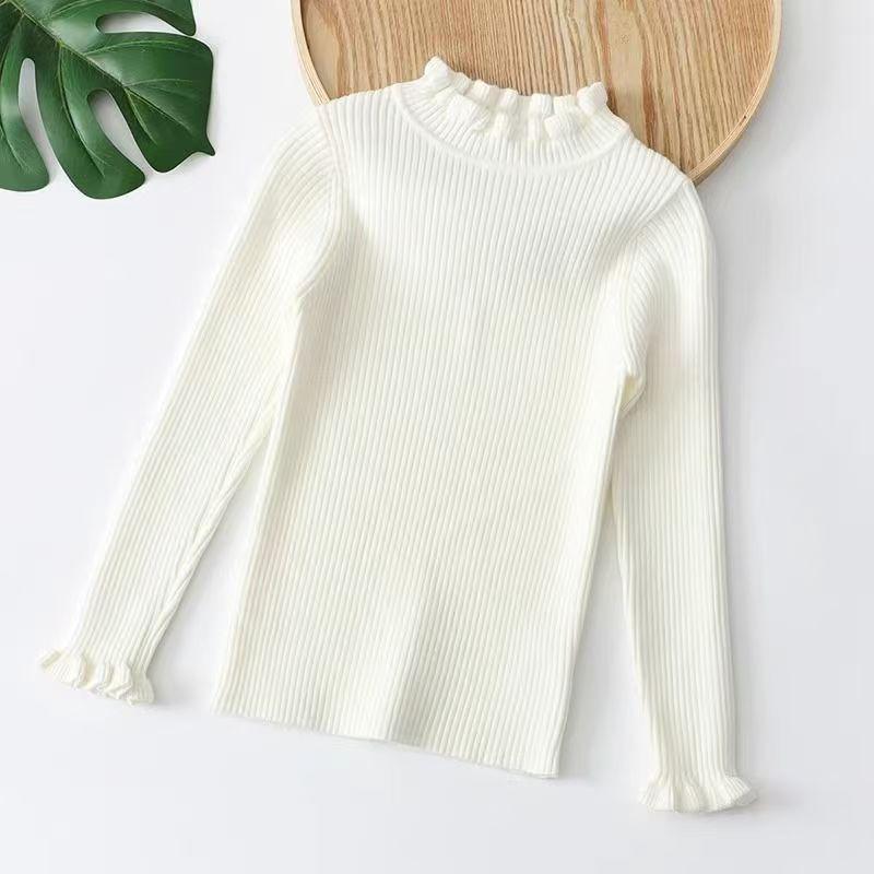 Dětský svetr pletený z jádrové příze v korejském stylu s vysokým límcem - podzimní/zimní pulovr pro střední a velké děti