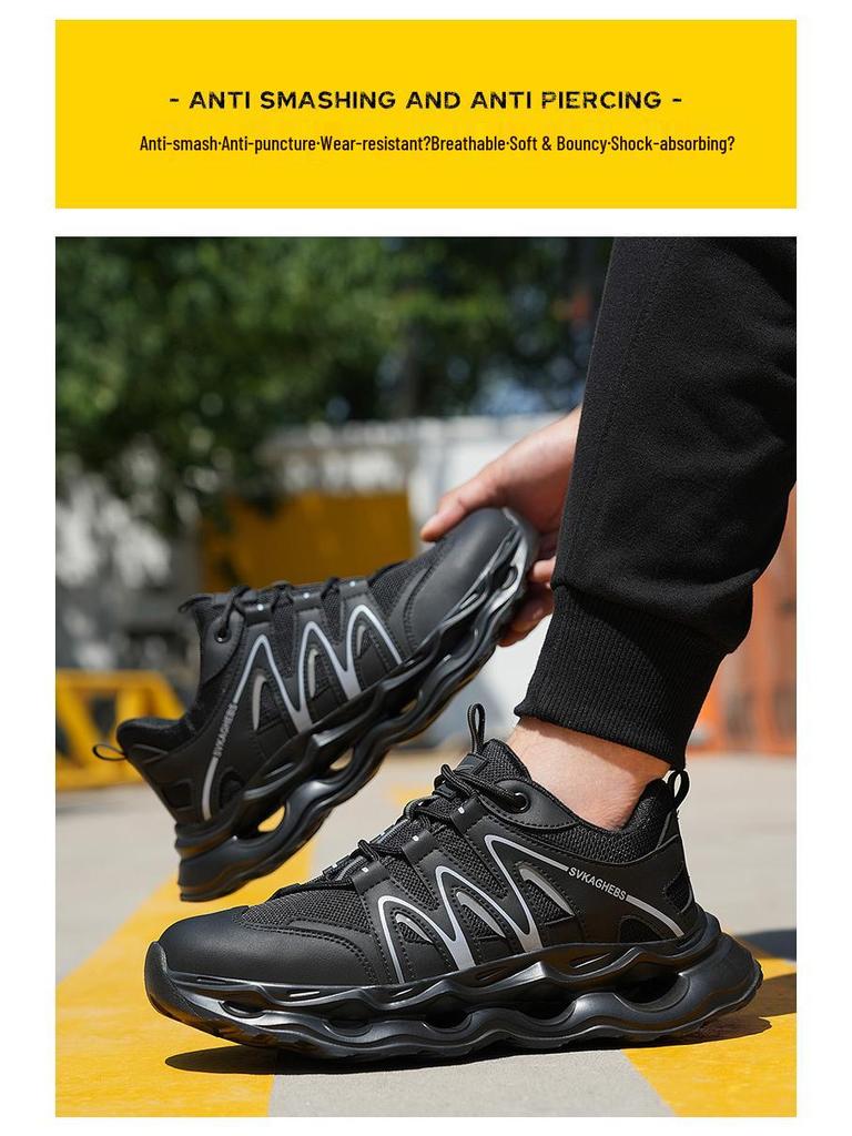 Men's Lightweight Steel Toe Safety Shoes - Anti-Fatigue, Anti-Smash, Anti-Puncture, Soft Sole, Ideal for Warehouse and Workshop Work.