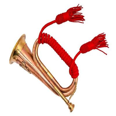 26.924 Cm Brass and Copper Blowing Bugle Signal Horn Classic Military-Style Bugle with Elegant Rope Binding Ideal for Ceremonies Parades Collectors