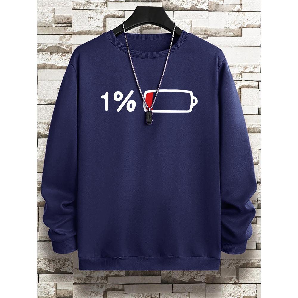 Naléhavé Pro Nabíjení 1% Vtipný Potisk Pánské Oblečení Vzor Volná Mikina Nová Oversized Dlouhý Rukáv Street Dámské