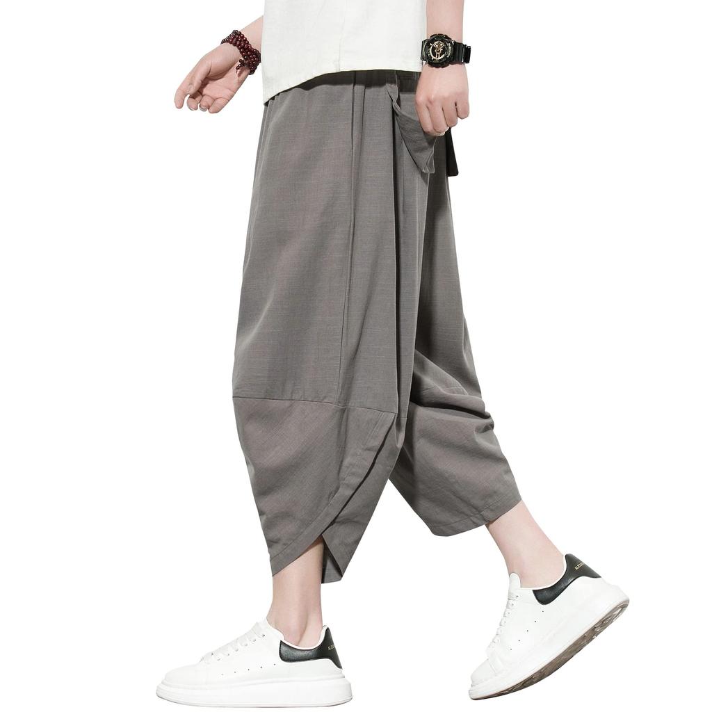 Sarouel Pants for Aladdin Length Loose Summer Cool Cotton Linen Summer Easy Ethnic Linen Balloon M [Fasshonrida] Men, Pants, 7/8 Pants, Fit, Pants,