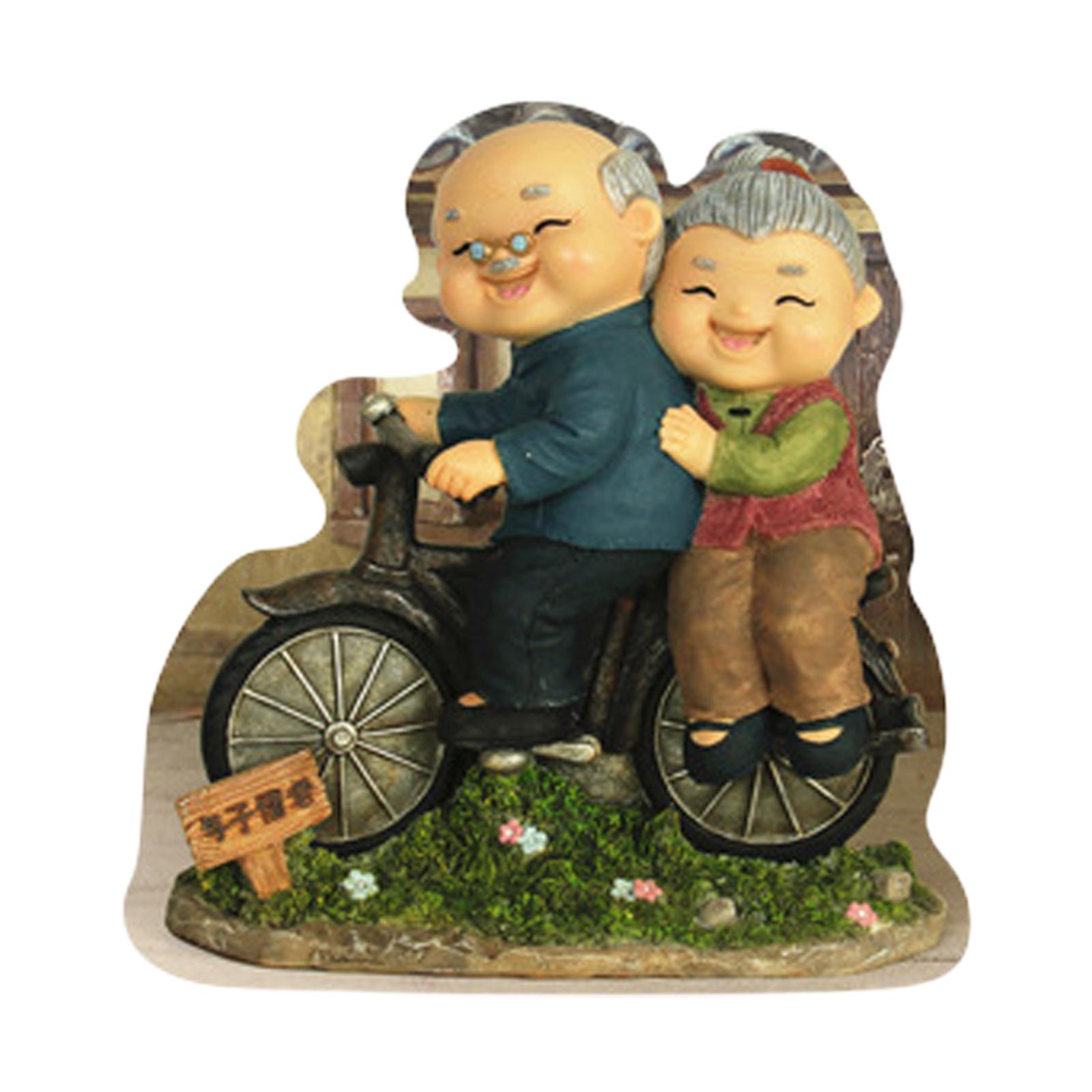 

Любящая Пожилая Пара Скульптура Смолы Фигурка Бабушки и Дедушки для Сада и Настольного Украшения Свадьбы Юбилеи Подарок D